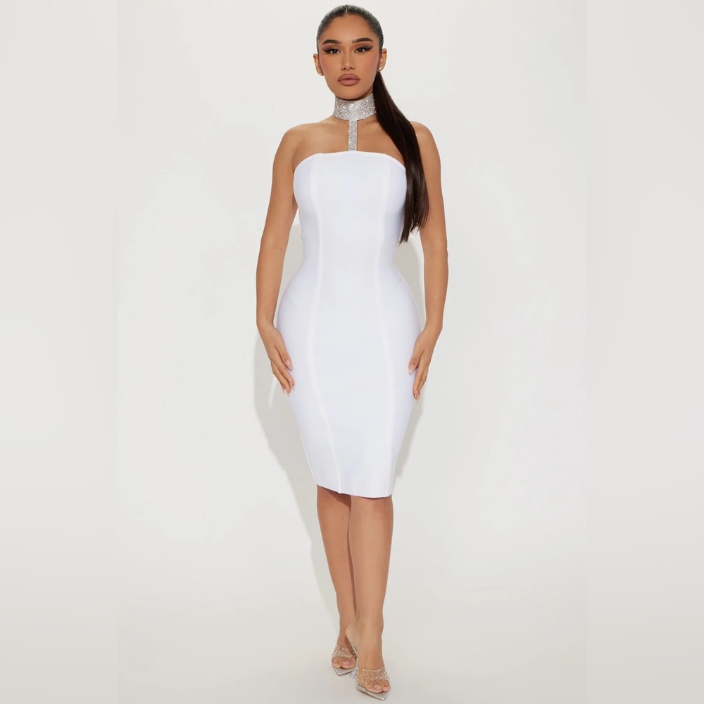 Fashion Nova Got Him Choked Up Midi Bandage Dress